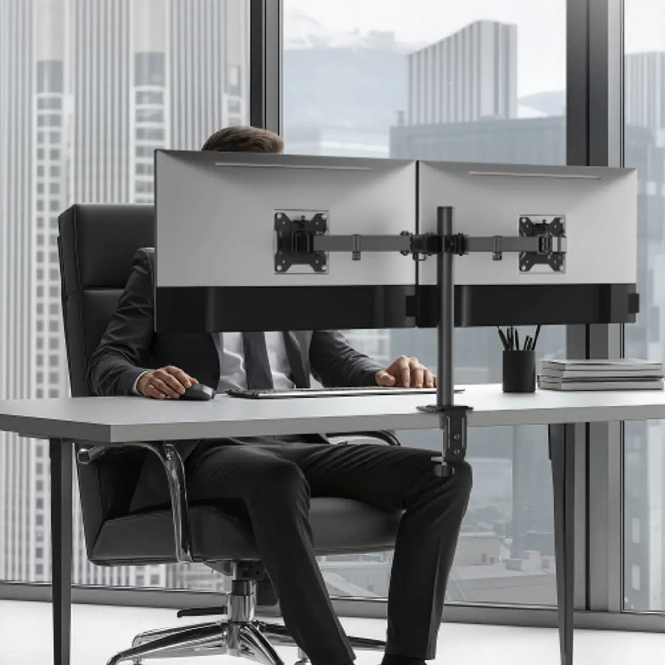 Dual Monitor Desk Mount Stand | Adjustable Monitor Arm for 13-32 Inch Screens