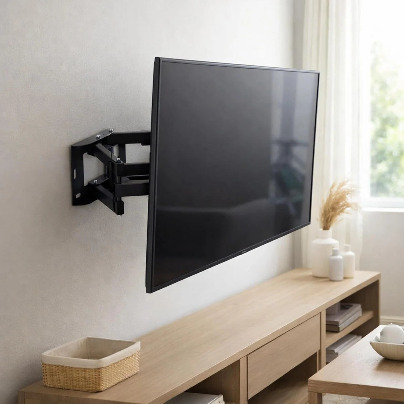 Double Arm Flexible TV Wall Mount for 32–65 Inch TVs | Full Motion Swivel & Tilt Bracket