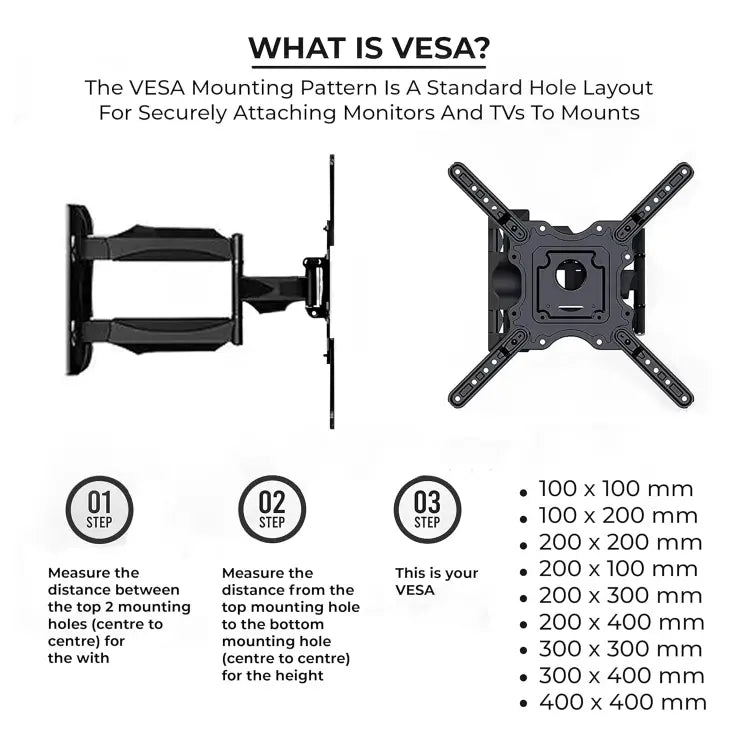 Full Motion TV Wall Mount (32–55 Inch) | Swivel & Tilt | Heavy Duty| 1 Year Warranty