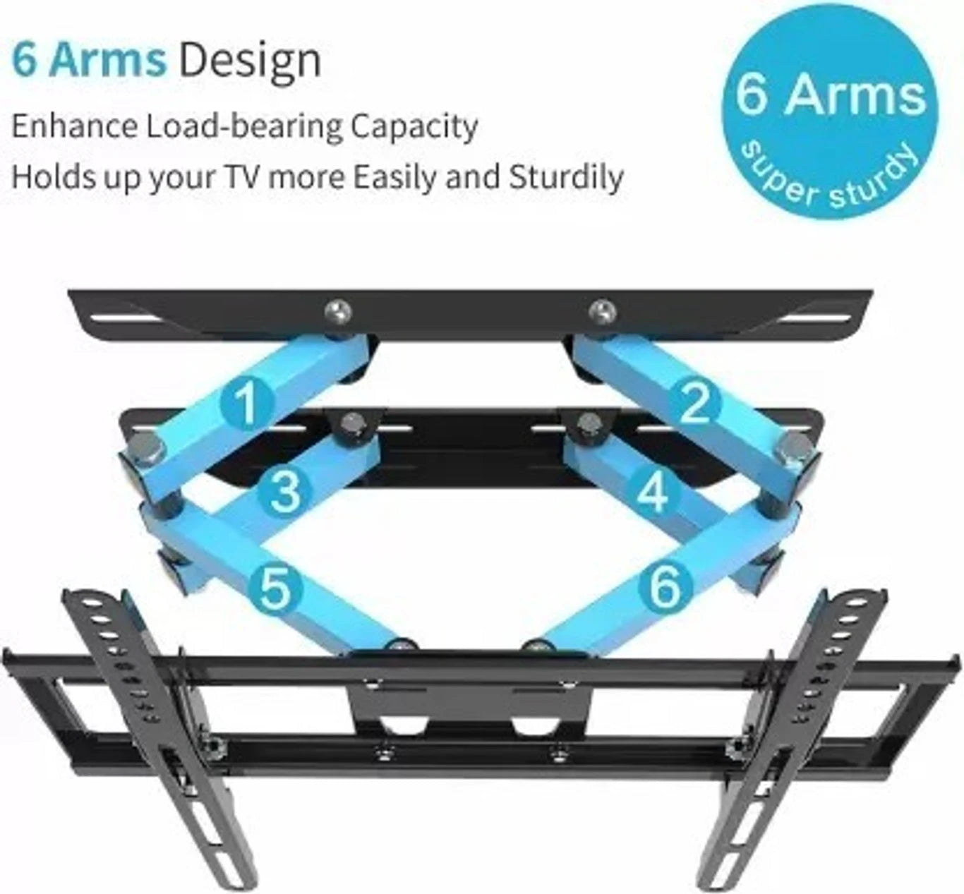 Double Arm Flexible TV Wall Mount for 32–65 Inch TVs | Full Motion Swivel & Tilt Bracket