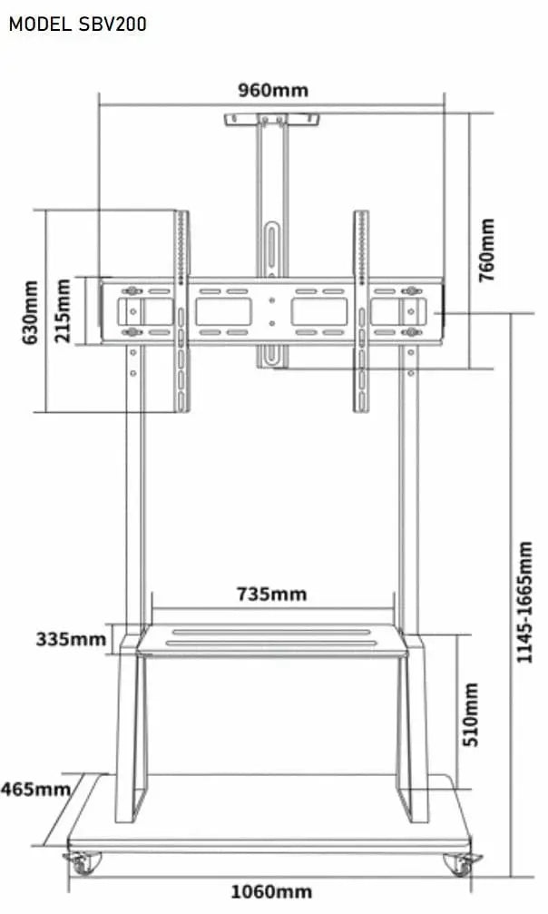 Heavy Duty TV Trolley Stand for 43–98 Inch TVs | Large Screen Mobile Floor Stand